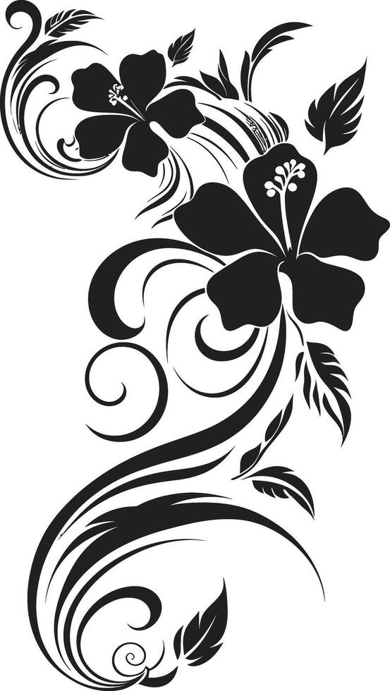 opulento orquídeas pulcro negro logo diseño con decorativo rincones floral resplandor elegante vector emblema destacando decorativo rincones