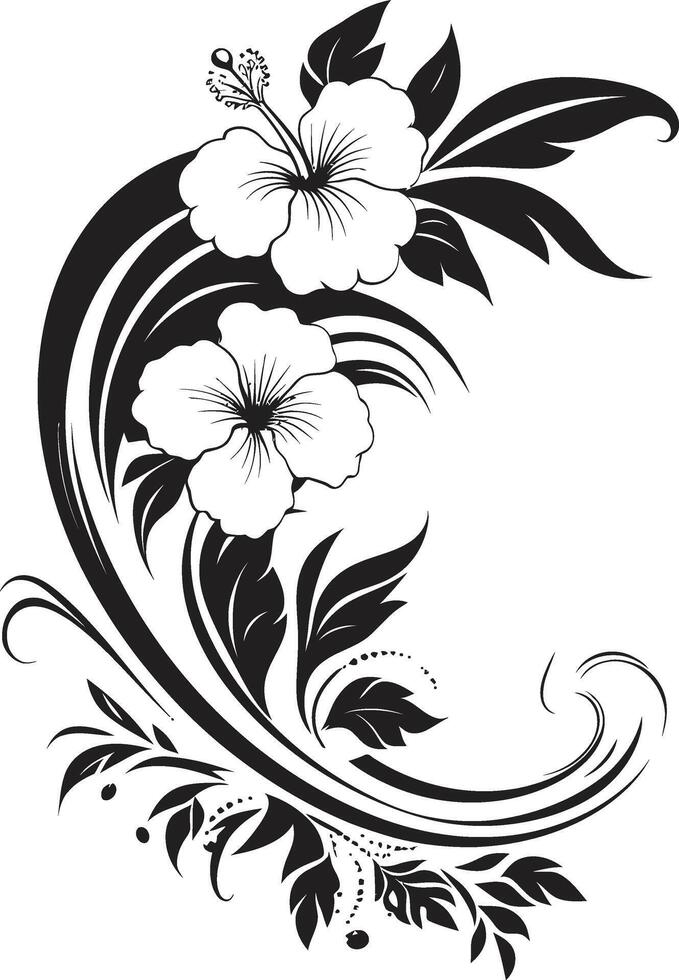 Blossom Beauty Elegant Vector Logo Highlighting Decorative Corners Natures Nectar Monochrome Icon with Decorative Corners in Black