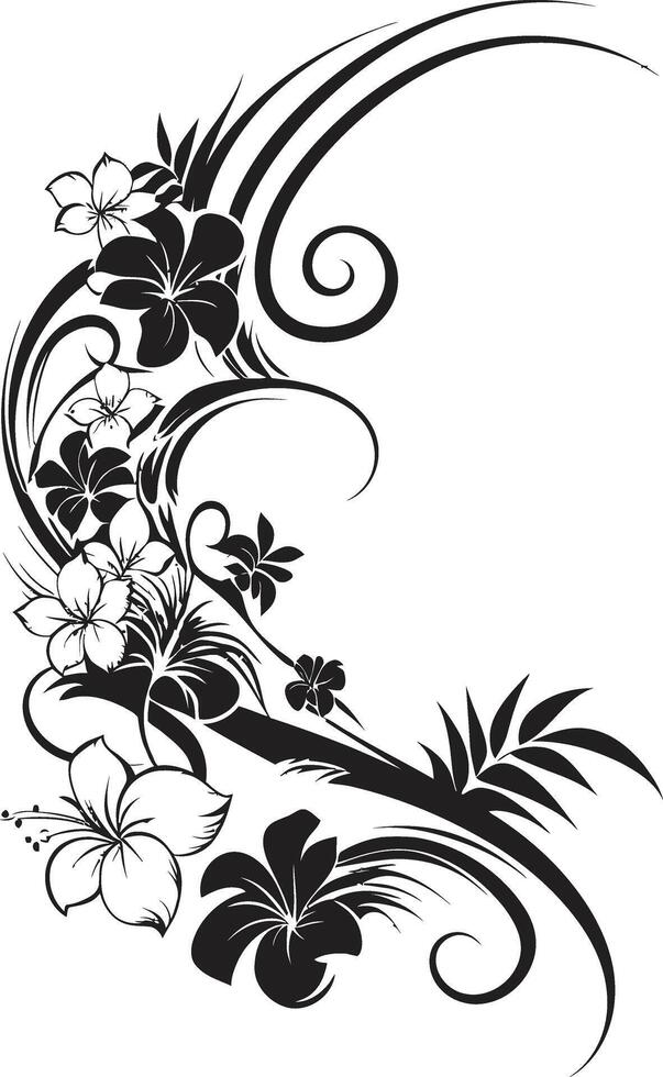 Blossom Beauty Elegant Vector Emblem Highlighting Decorative Corners Natures Nectar Monochrome Icon with Decorative Corners in Black