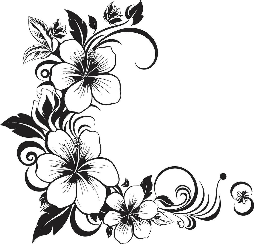 Blossom Beauty Chic Vector Logo Featuring Decorative Floral Design Natures Nectar Sleek Black Logo with Decorative Corners