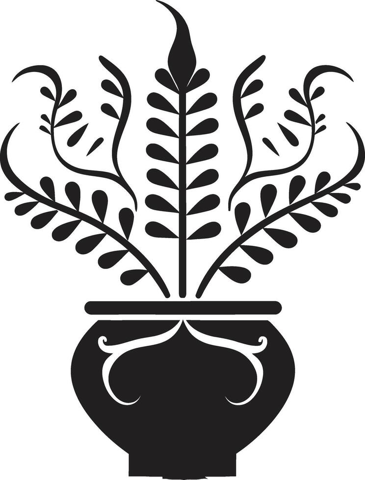 botánico floración elegante vector emblema destacando elegante planta maceta verde gala pulcro logo diseño con monocromo planta maceta