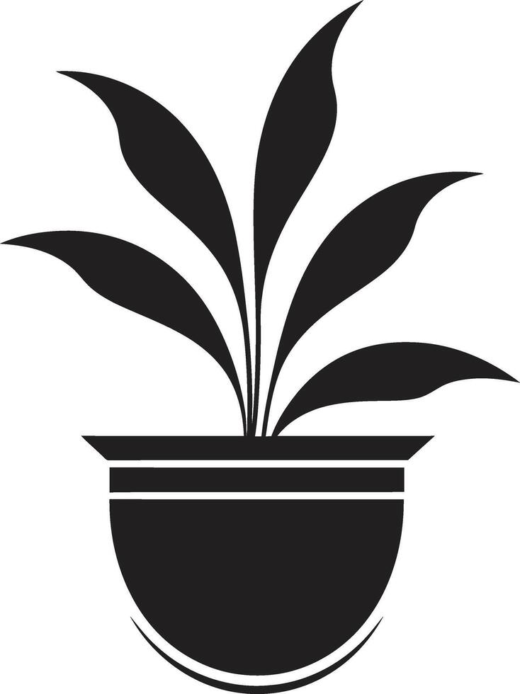 en conserva perfección elegante planta maceta logo en negro floral marco de referencia monocromo emblema con decorativo planta maceta vector