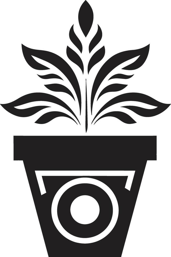 pétalo presencia elegante negro icono con elegante vector planta maceta nutrido noir pulcro emblema presentando decorativo planta maceta en negro