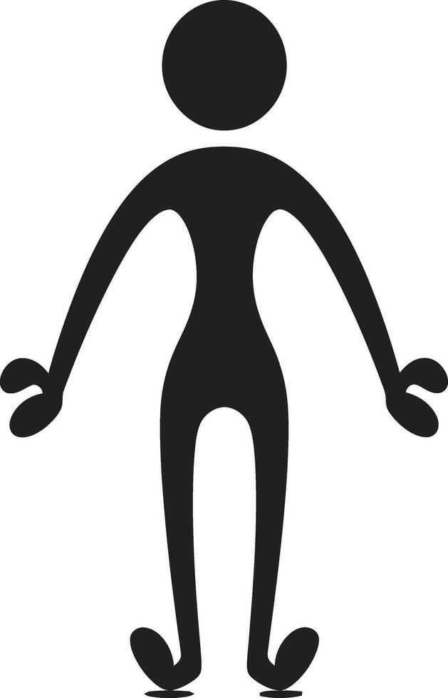 Escribiendo estilo monocromo garabatear logo con hombre palo encanto cómic mezcla pulcro negro emblema con dibujos animados hombre palo vector
