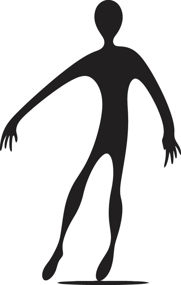 Ink Infusion Cartoon Stickman Logo in Sleek Monochrome Comic Crescendo Doodle Stickman Icon with Black Elegance vector