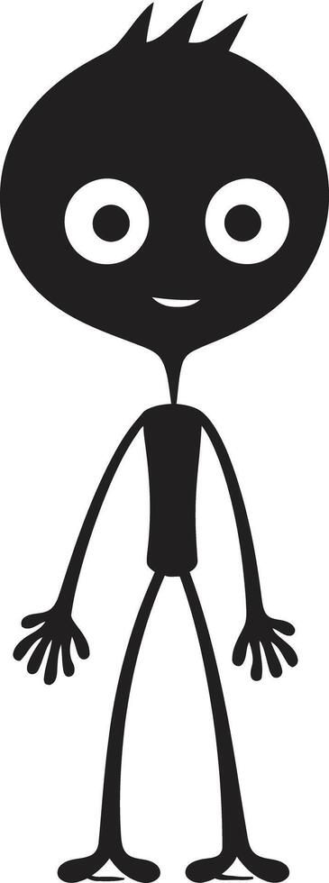 Scribble Symphony Elegant Vector Emblem with Stickman Delight Comic Curves Black Stickman Icon in Sleek Monochrome