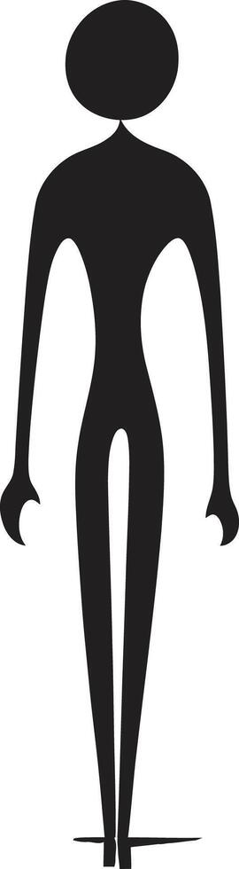juguetón caligrafía monocromo logo con negro hombre palo caprichoso olas elegante vector emblema con hombre palo divertido
