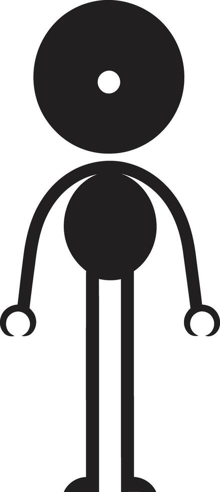 bloc de dibujo pavonearse juguetón vector emblema con negro hombre palo garabatear dinámica monocromo logo diseño con hombre palo capricho