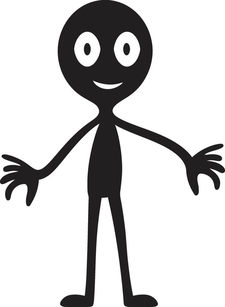 tinta complejidades monocromo emblema presentando hombre palo encanto caprichoso maravillas pulcro negro logo diseño con dibujos animados hombre palo vector