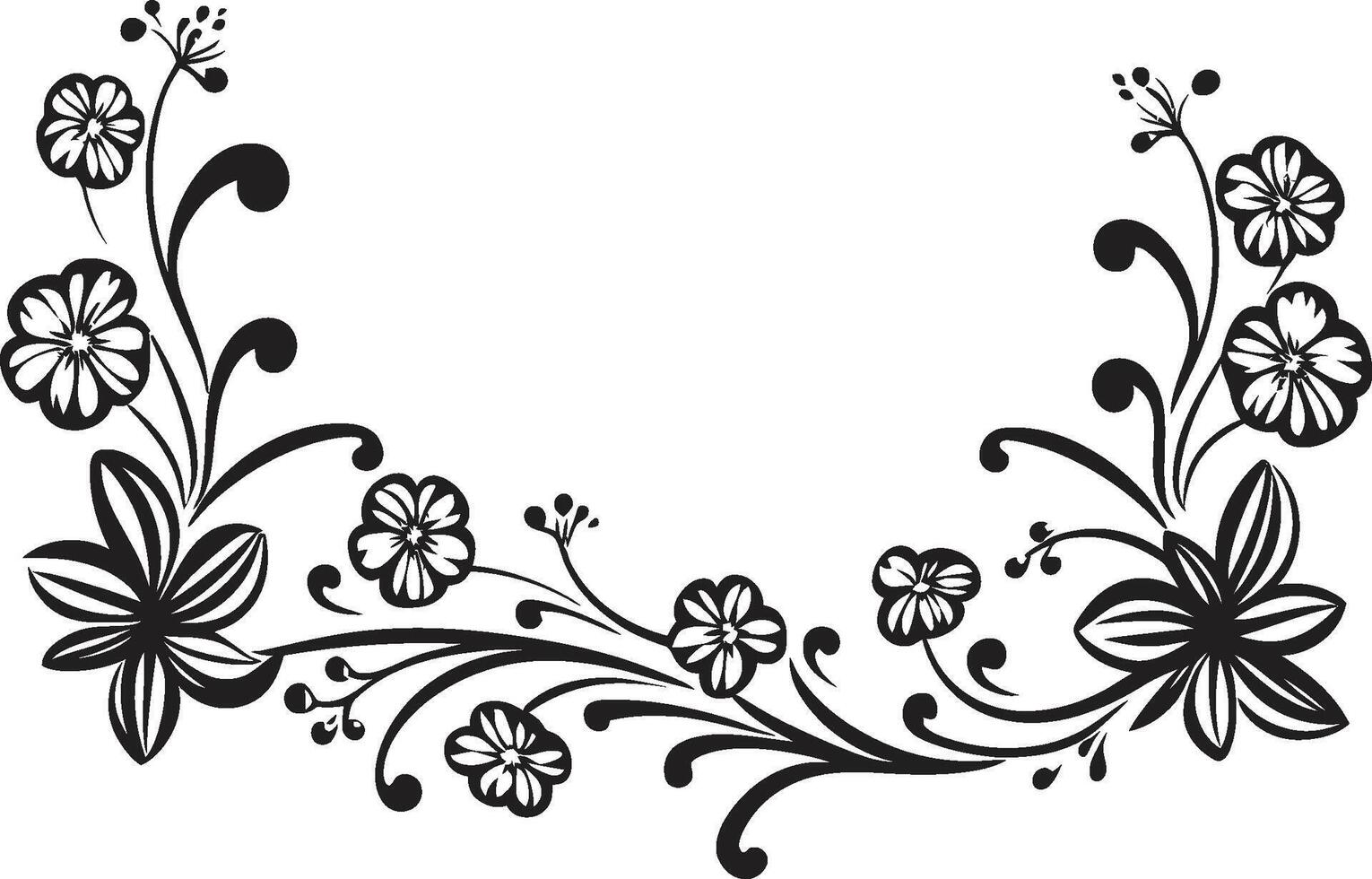 Elegance Embellished Doodle Decorative Vector Icon in Sleek Black Ink Infusion Monochrome Emblem with Stylish Doodle Decorative Element