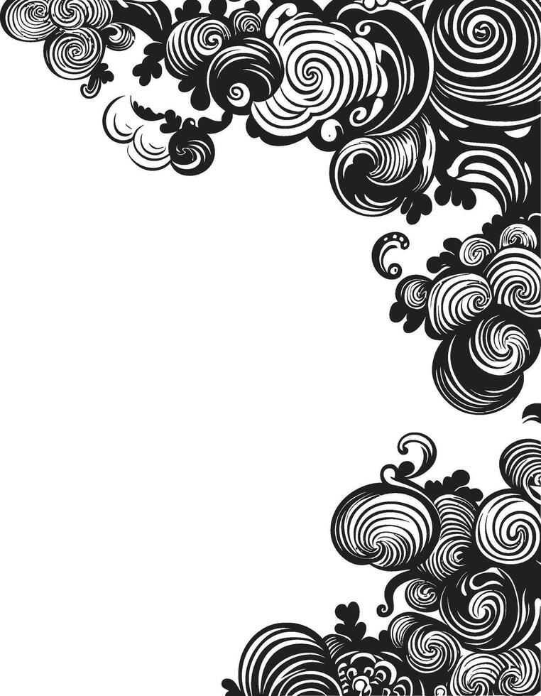 Whimsy in Waves Sleek Vector Icon Featuring Decorative Doodle Element Whimsical Whirls Black Vector Logo with Doodle Decorative Element