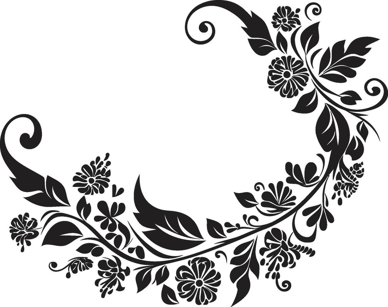 Whirlwind of Whimsy Monochrome Decorative Element in Sleek Black Sculpted Spirals Chic Logo Featuring Doodle Decorations vector