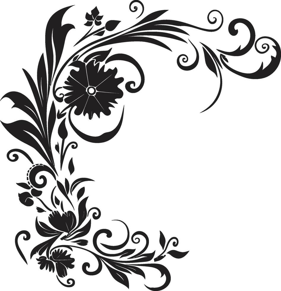 Artistic Adornments Stylish Vector Emblem with Decorative Elements Swirls of Style Elegant Black Logo Design with Doodle Decorations