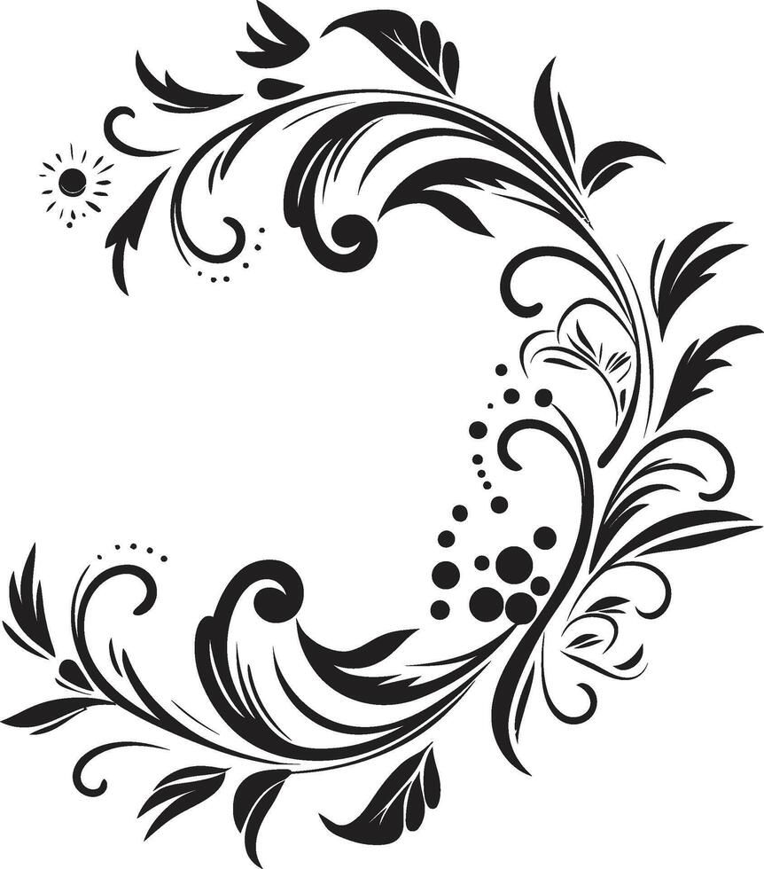 Chic Complexity Black Doodle Decorative Element in Elegant Design Elegance Embellished Monochrome Emblem with Stylish Decorative Doodles vector