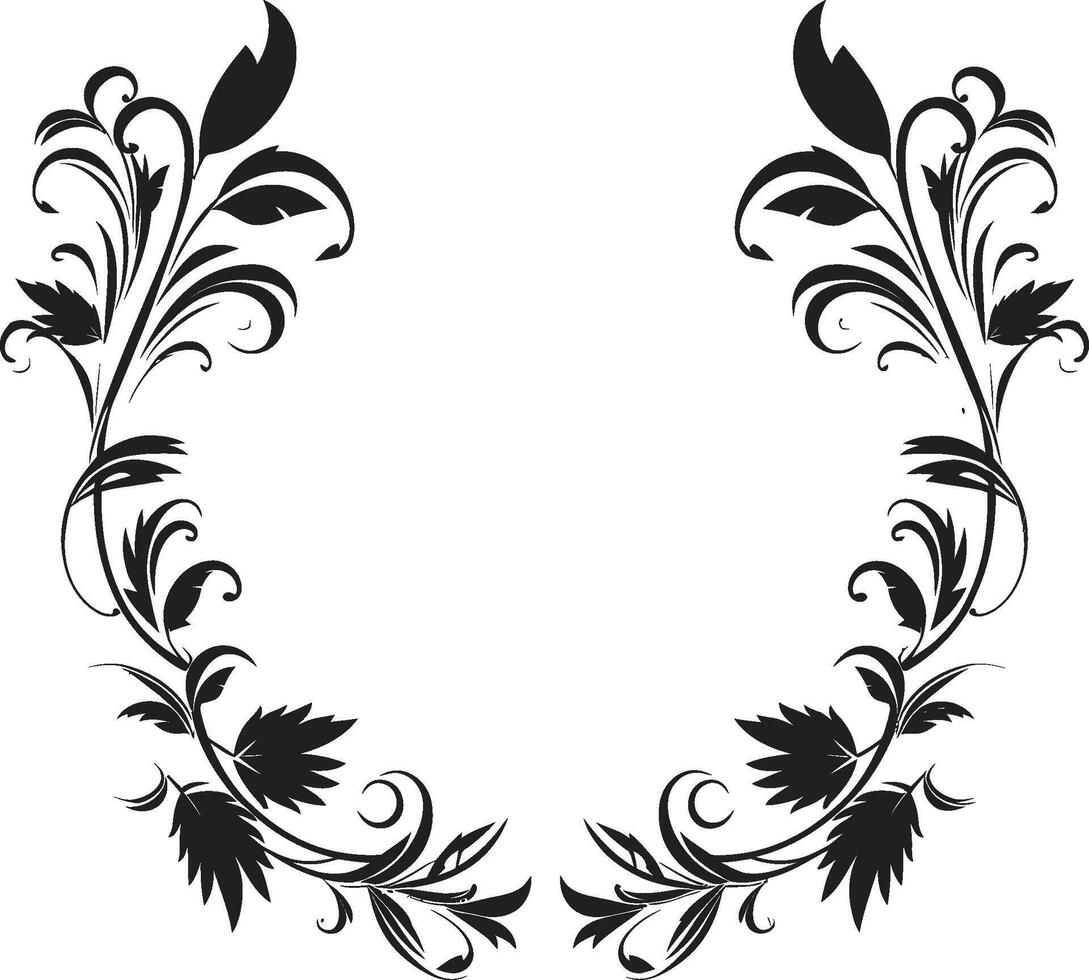 sofisticado remolinos pulcro negro emblema con garabatear decoraciones florido contornos monocromo logo destacando garabatear decorativo elemento vector