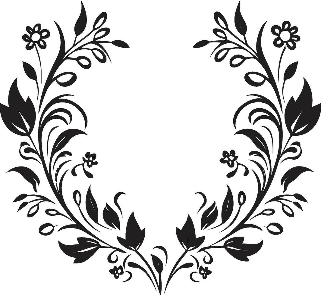 Elegance Embellished Monochrome Emblem with Stylish Decorative Doodles Artistic Adornments Sleek Black Logo Highlighting Decorative Elements vector