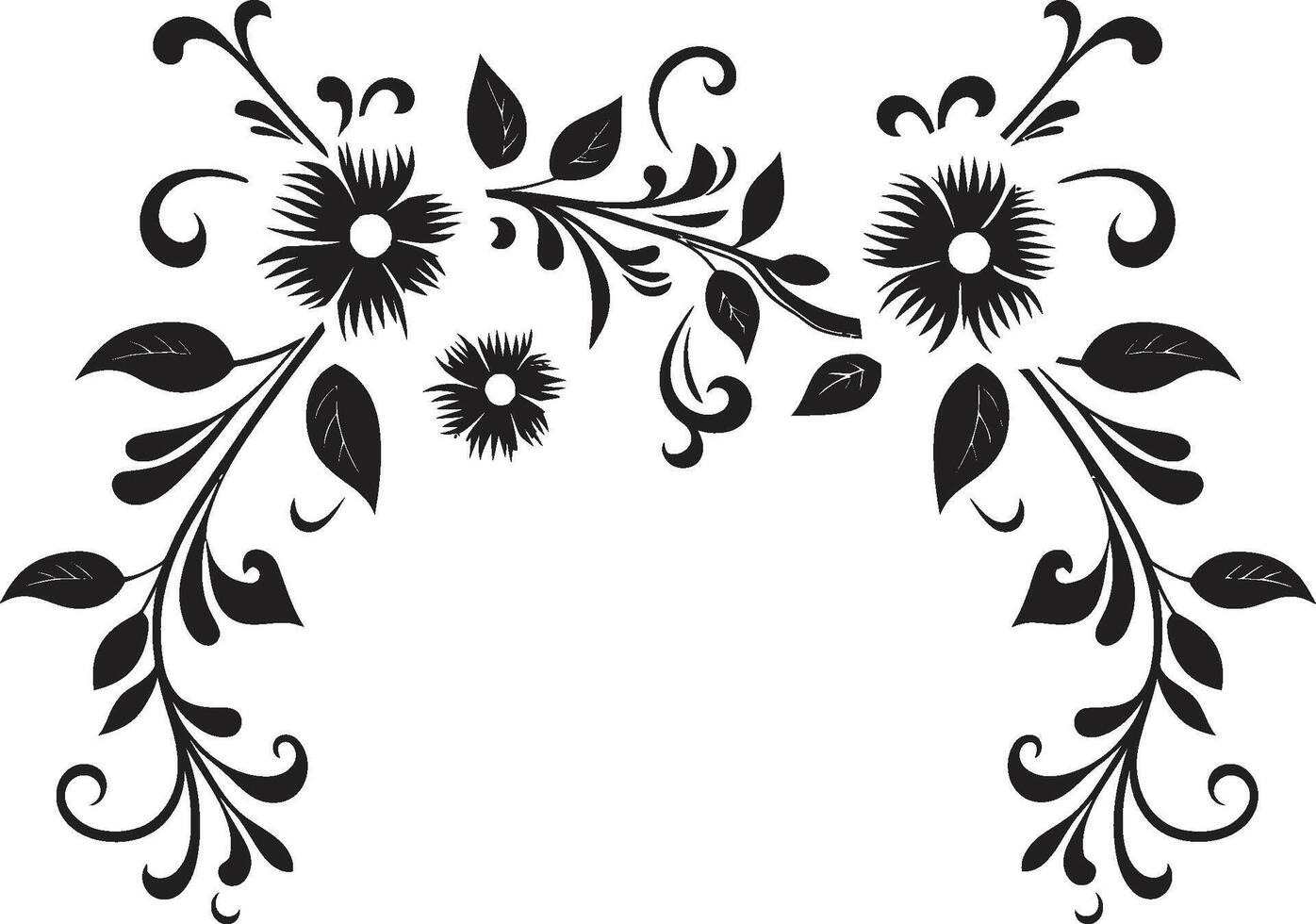 Chic Complexity Monochrome Doodle Decorative Element in Elegant Design Whimsy in Waves Black Logo Design with Decorative Doodle Element vector