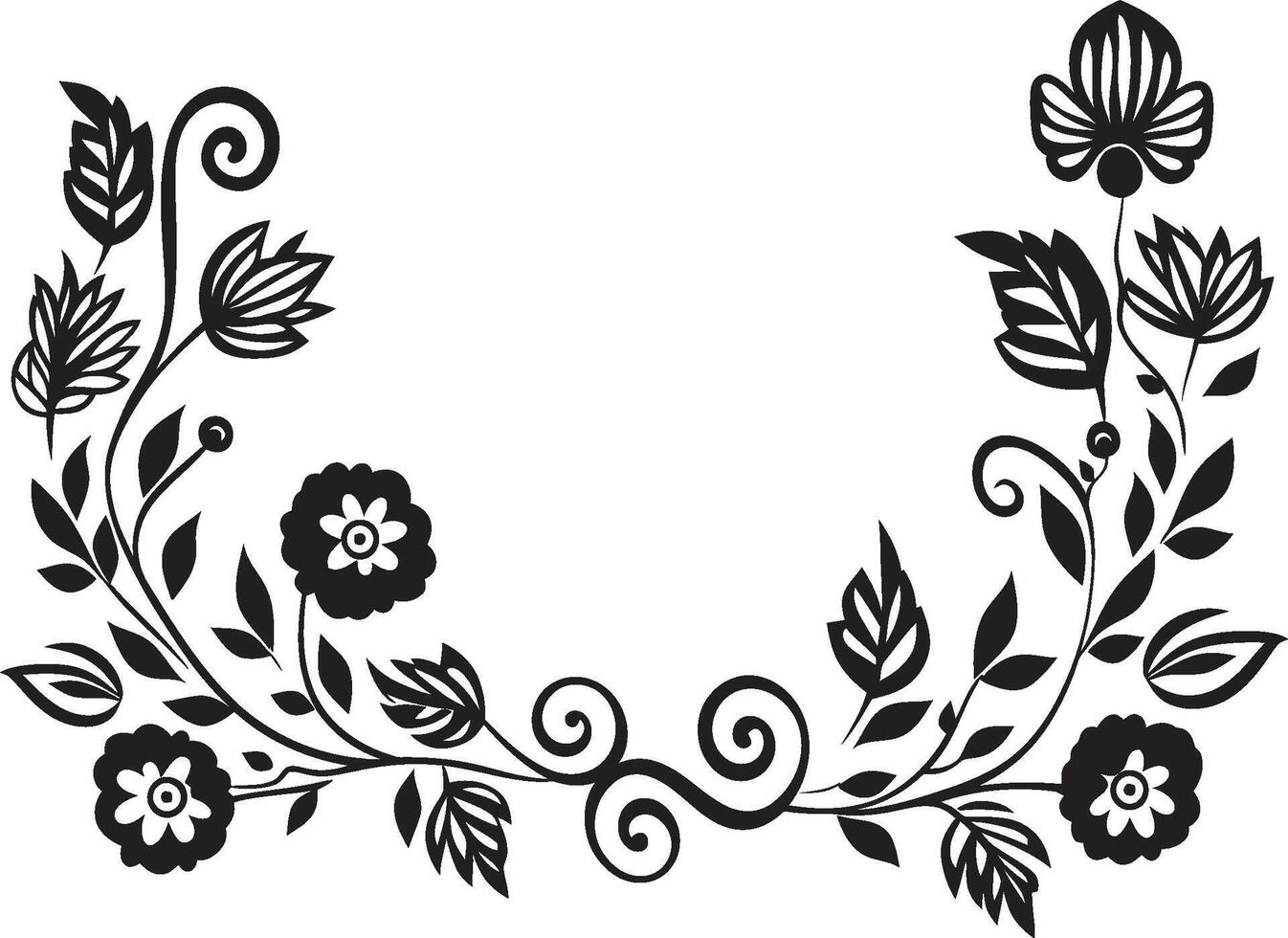 Intricate Inks Elegant Decorative Doodle Icon in Sleek Black Curves and Charms Stylish Vector Logo Highlighting Doodle Decorations