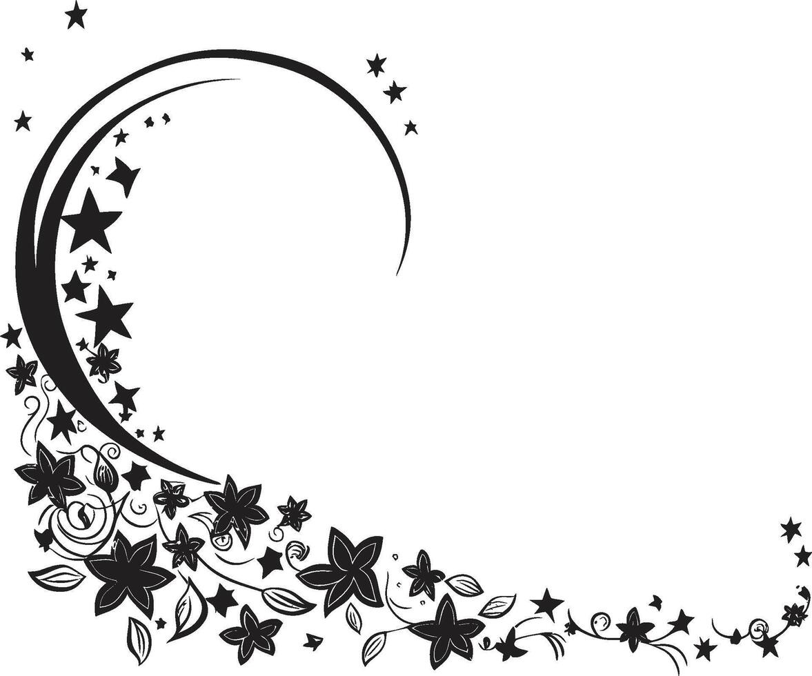 Curves and Charms Black Doodle Decorative Element in Chic Design Artistic Adornments Sleek Emblem Highlighting Decorative Doodle Elements vector