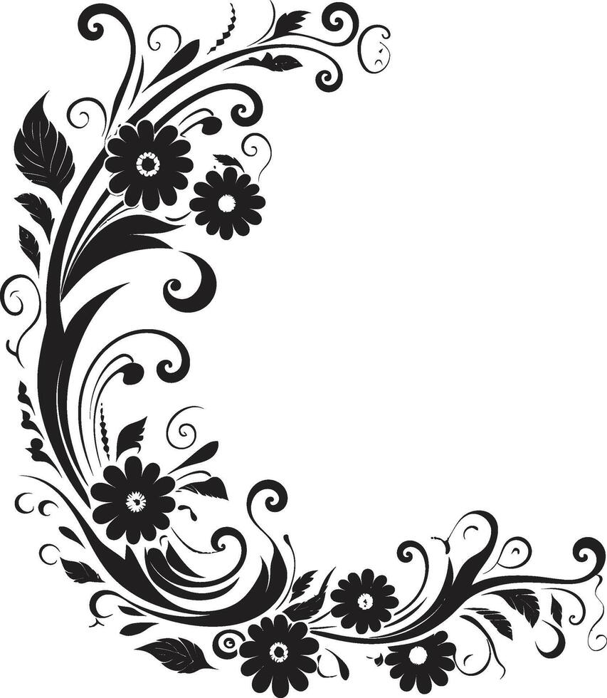 Sophisticated Swirls Elegant Black Logo with Decorative Doodles Ornate Outlines Sleek Vector Design Highlighting Doodle Decorative Element