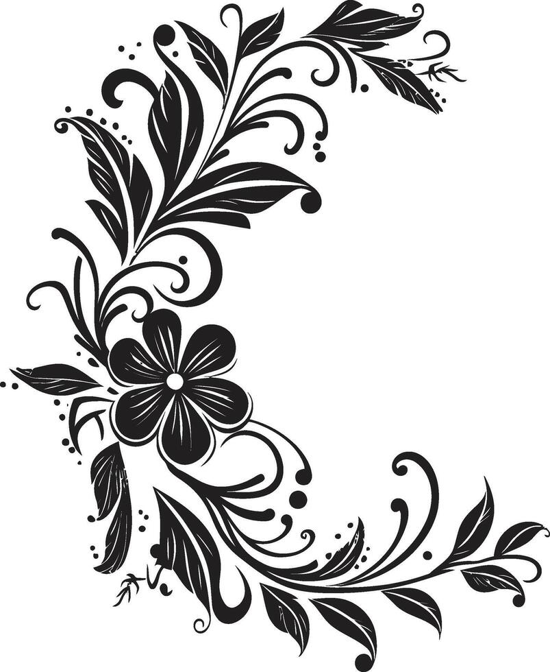 Whimsical Whirls Black Vector Logo with Doodle Decorative Element Intricate Inks Chic Emblem Featuring Doodle Decorative Element in Black