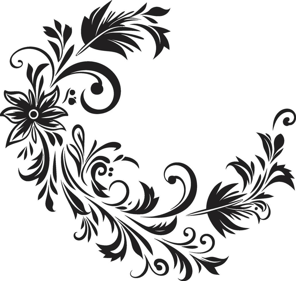 Whimsy in Waves Elegant Logo Design with Decorative Doodle Element Elegance Embellished Sleek Black Emblem Highlighting Decorative Doodles vector