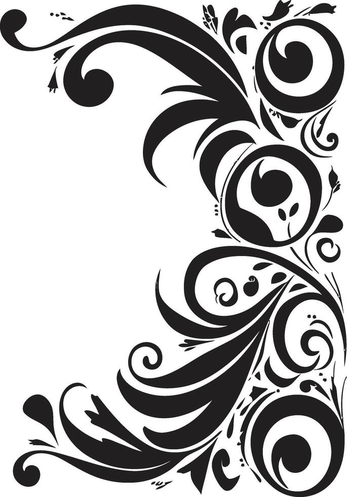 Fanciful Flourishes Chic Vector Icon Featuring Doodle Decorative Elements Sophisticated Swirls Sleek Black Emblem with Doodle Decorations