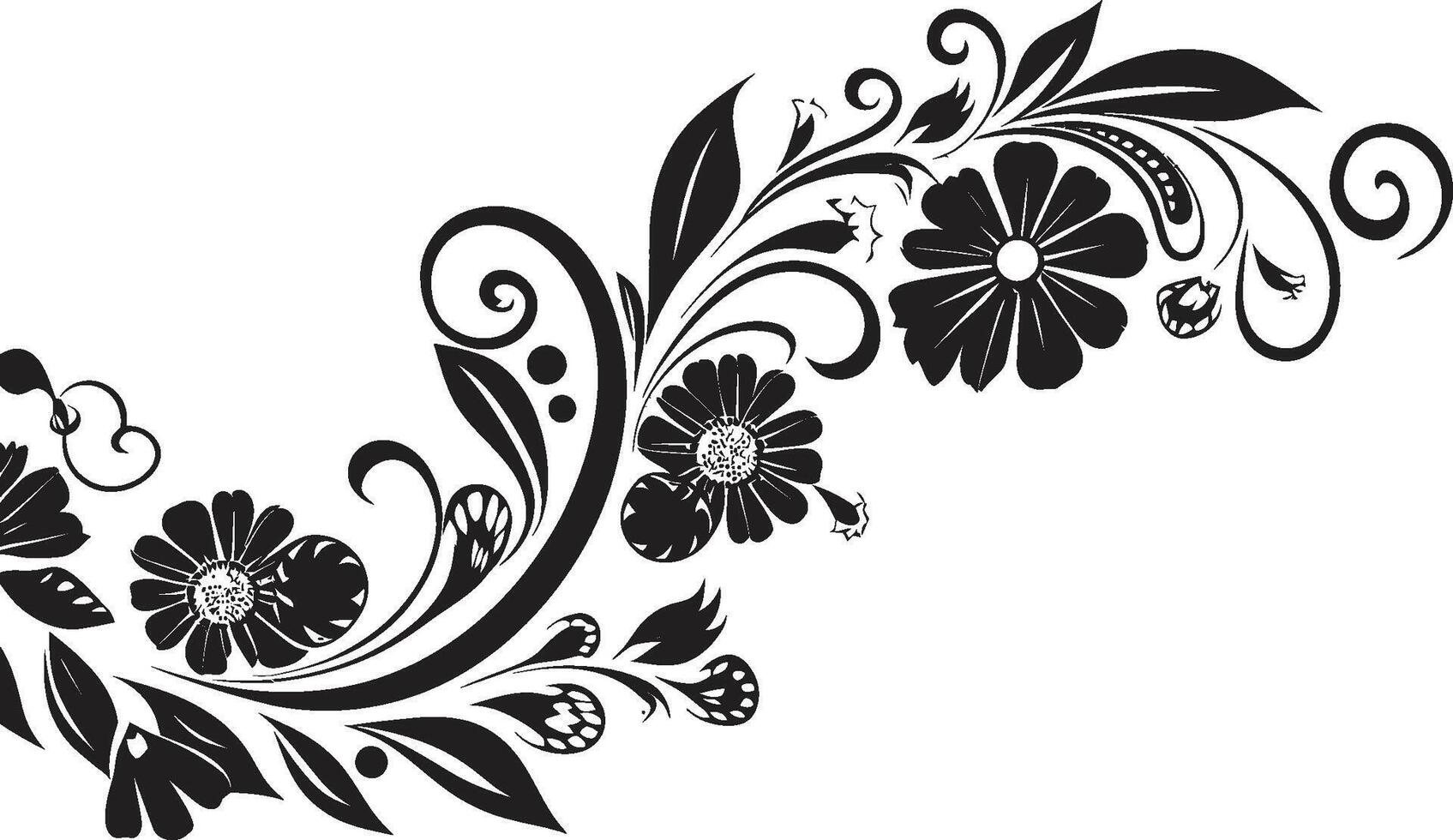 Elegance Embellished Monochrome Decorative Element in Stylish Black Sculpted Spirals Elegant Doodle Decorative Icon with Monochrome Touch vector