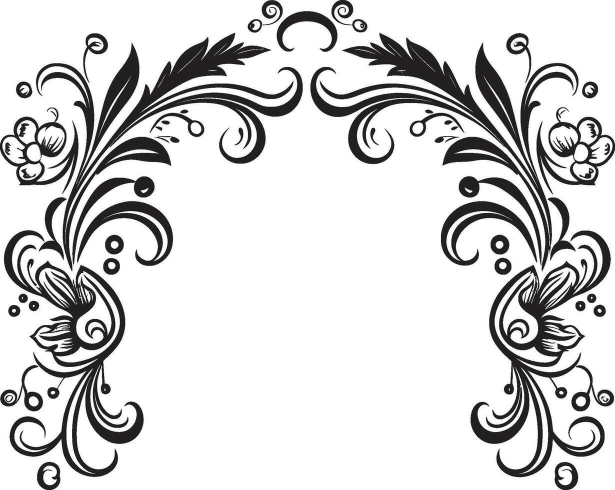 Whirlwind of Whimsy Sleek Vector Design with Doodle Decorations Intricate Inks Monochrome Decorative Doodle Element in Elegant Black