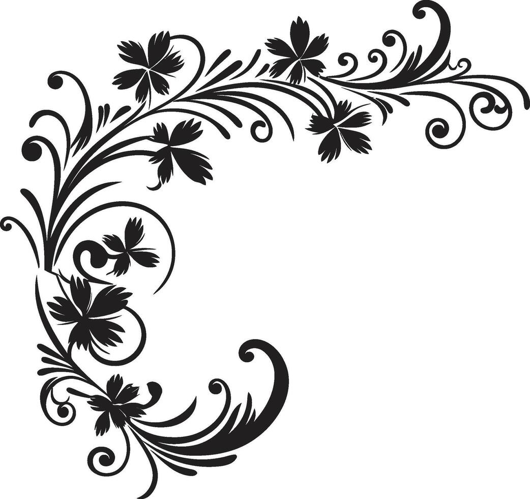 sofisticado remolinos monocromo emblema con garabatear decorativo elementos florido contornos elegante negro logo destacando decorativo elemento vector