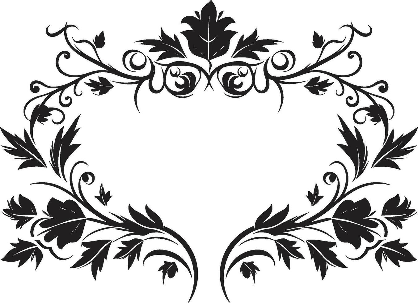 artístico adornos elegante emblema con monocromo garabatear decoraciones garabatear deleite elegante negro logo diseño destacando decorativo elementos vector