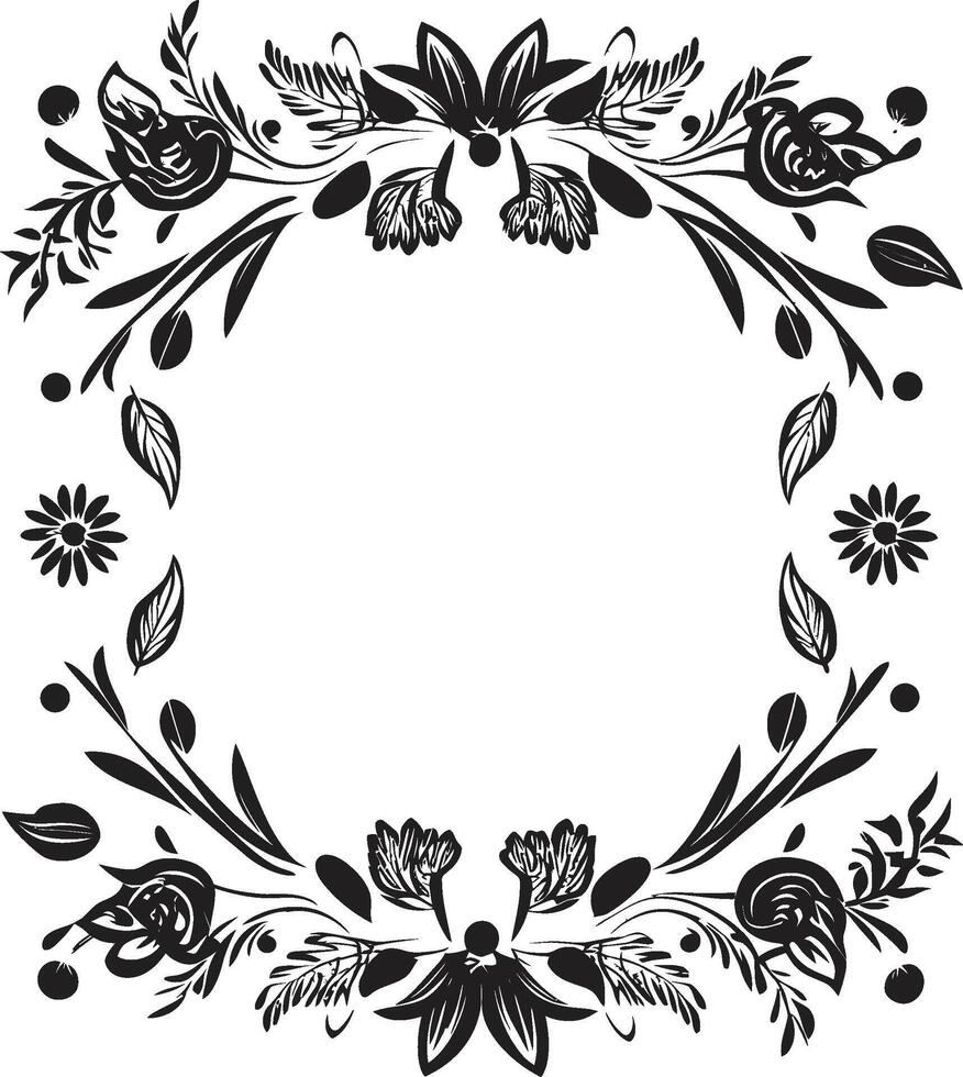 Intricate Doodle Delight Black Frame Logo Vector Swirls and Whirls Decorative Frame Icon in Vector
