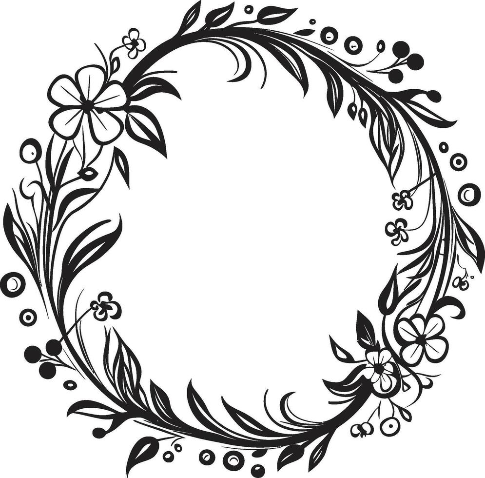 Monochrome Marvel Vector Frame Logo with Doodle Flux of Flourishes Doodle Delight in 90 Words
