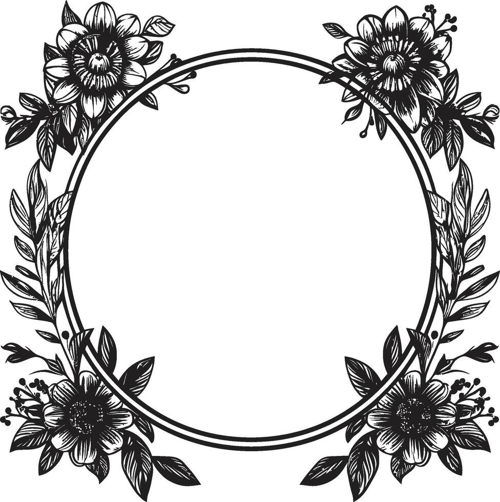 Harmony in Lines Decorative Frame Symbol in 90 Words Infinite Intricacy Doodle Logo Design in Black vector
