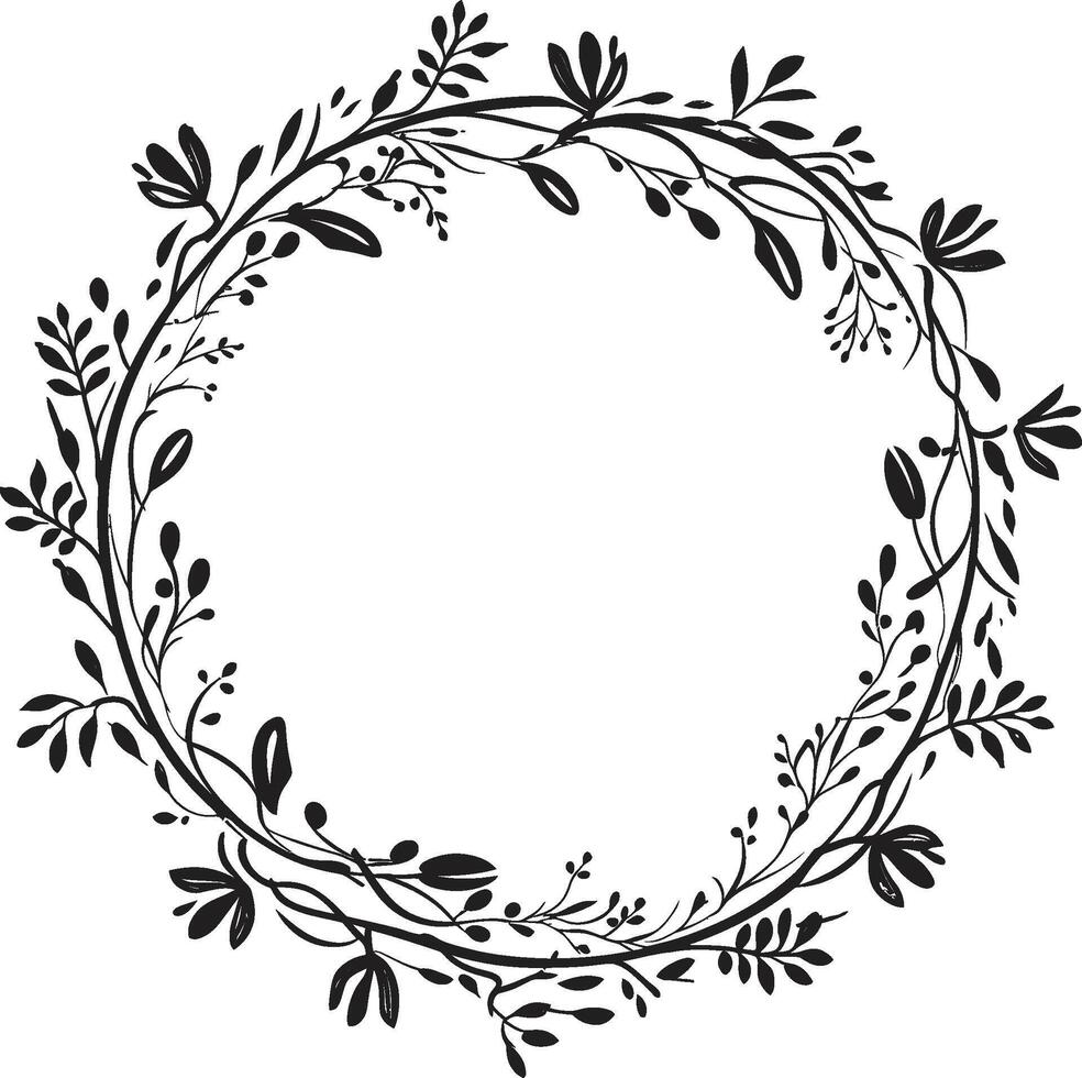Symphonic Swirls 90 Words Doodle Decorative Frame Cosmic Curls Decorative Frame Icon in Black vector