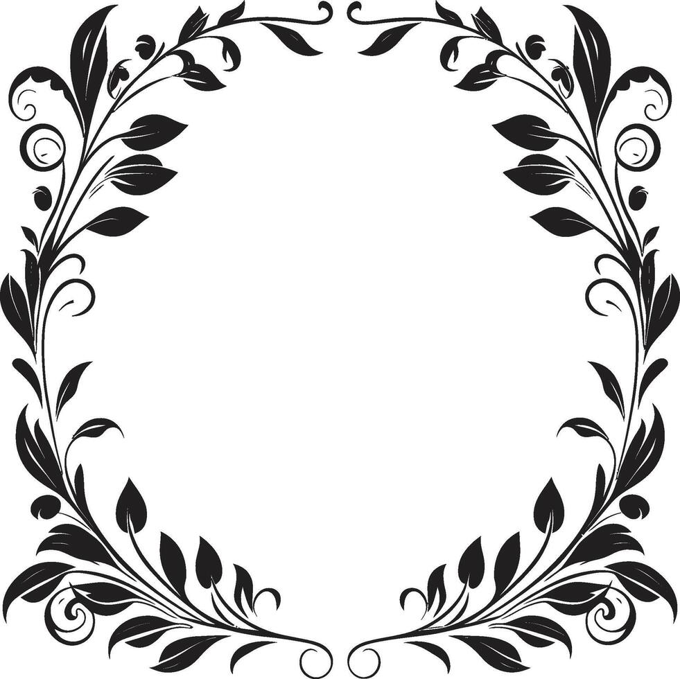 Ornate Outlines Monochrome Logo Highlighting Doodle Decorative Frame Artistry in Abundance Black Doodle Decorative Frame Icon in Elegant Vector