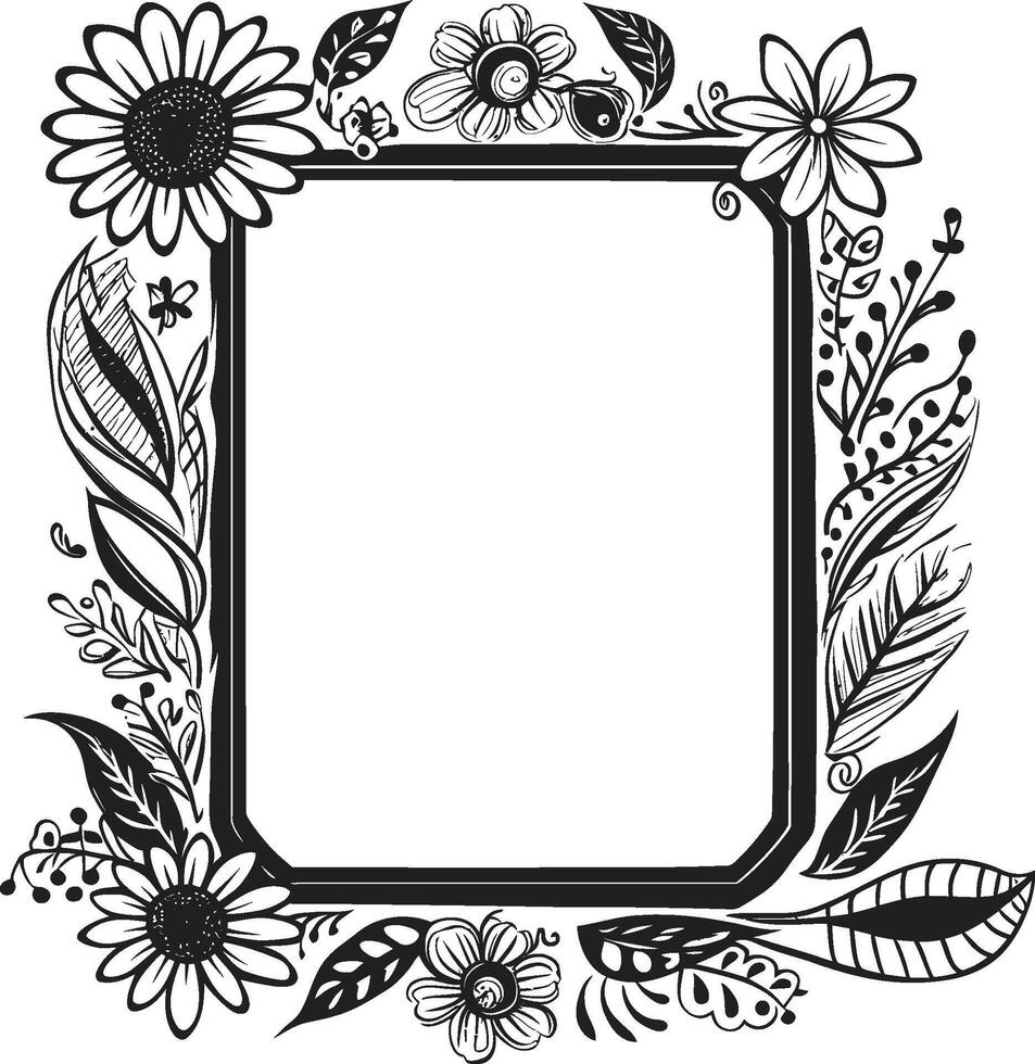 Posh Patterns Black Vector Doodle Frame Logo Symphonic Swirls 90 Words Doodle Decorative Frame