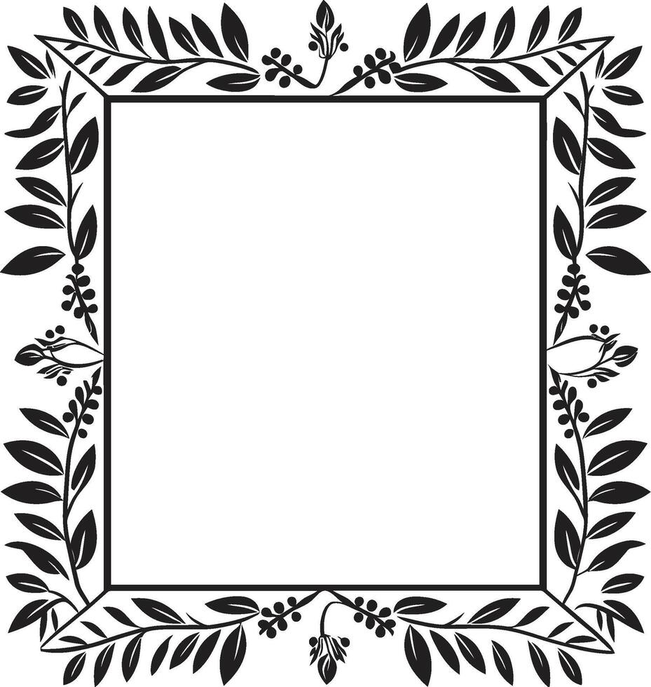 Whirlwind of Whimsy Elegant Decorative Frame in Sleek Black Logo Sculpted Spirals Monochrome Logo Featuring Doodle Decorative Frame Elements vector