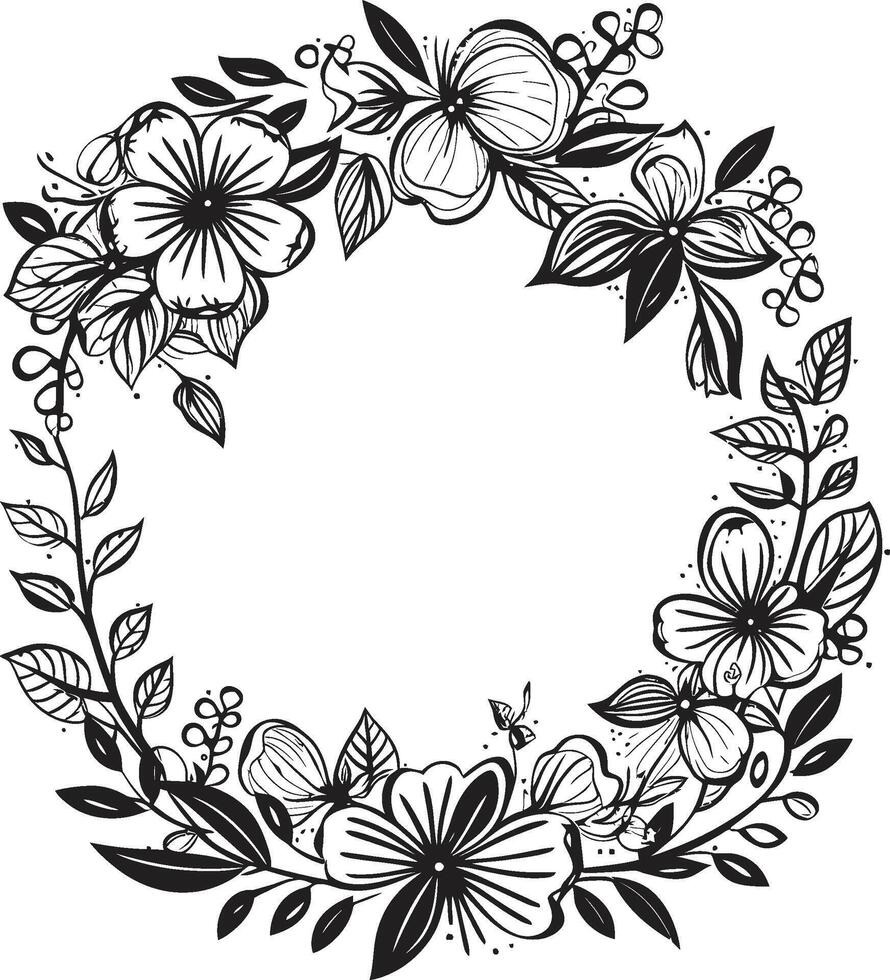Noir Nouveau A Fusion of Modernity and Classic Doodle Decorative Frame Vector Black Logo Design Whimsical Noir Capturing Playful Elegance in Doodle Decorative Frame Vector Black Logo Symbol