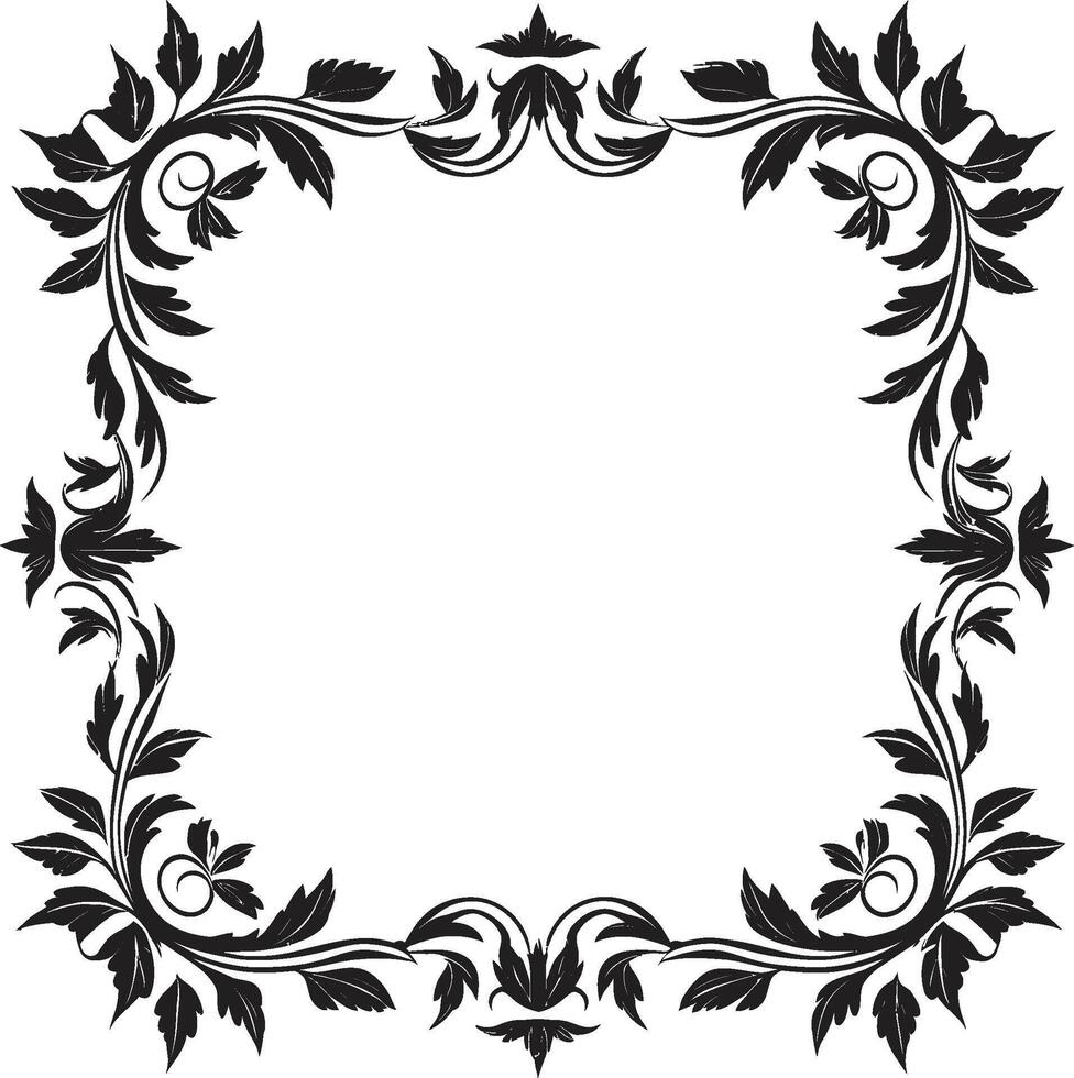 Intricate Inks Chic Vector Icon with Black Doodle Decorative Frame Fanciful Flourishes Sleek Emblem Highlighting Decorative Frame Doodles
