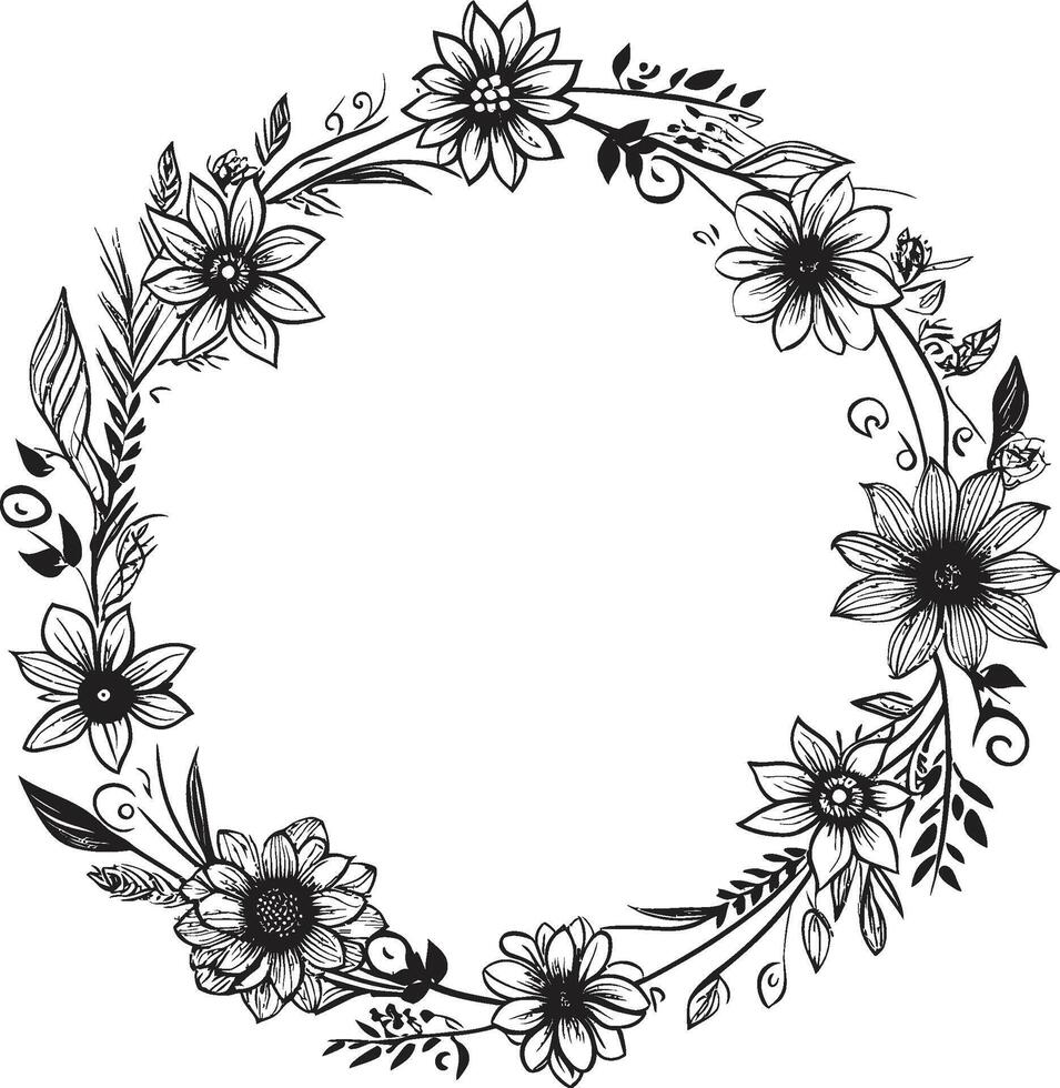 Noir Nectar A Sweet Symphony of Doodle Decorative Frame Vector Black Logo Design Icon Ethereal Echo Capturing the Otherworldly Charm in Doodle Decorative Frame Vector Black Logo Symbol