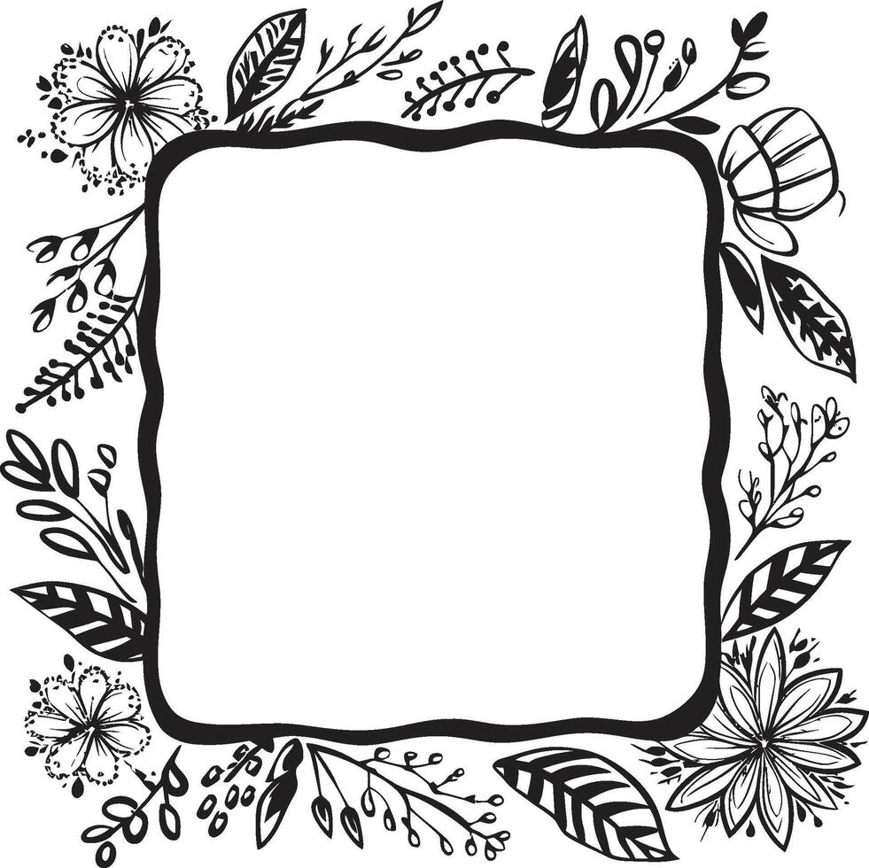 Whimsical Waves Riding the Creative Currents in Doodle Decorative Frame Vector Black Logo Design Abstract Allegiance Pledging to Creativity in Doodle Decorative Frame Vector Black Logo Symbol Design