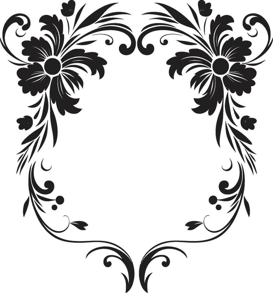 Swirls of Style Black Logo Highlighting Elegant Doodle Decorative Frame Curves and Charms Chic Vector Design with Doodle Decorative Frame