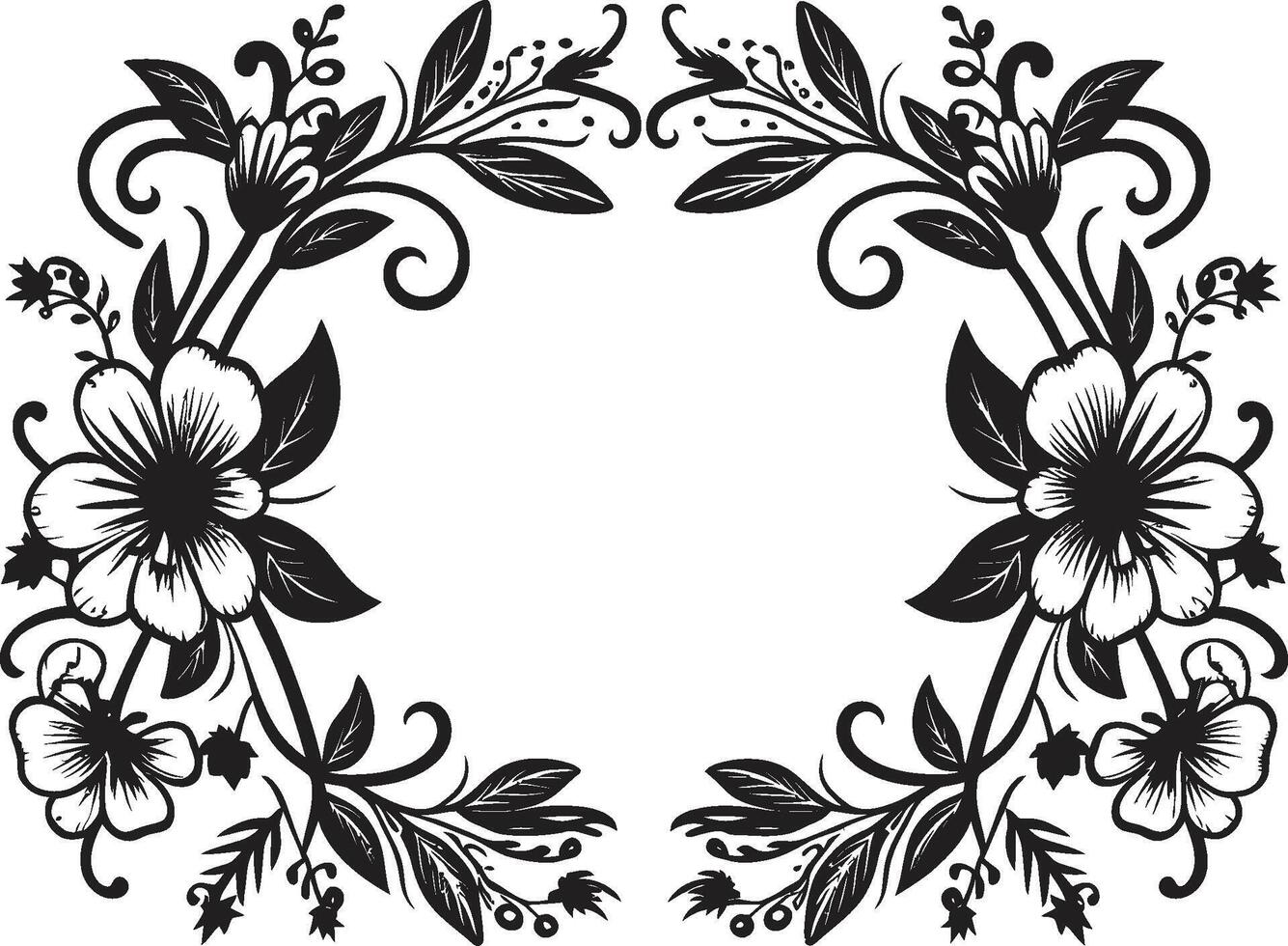 Fanciful Flourishes Stylish Vector Icon Featuring Doodle Decorative Frame Elements Sophisticated Swirls Black Emblem with Monochrome Doodle Decorative Frame
