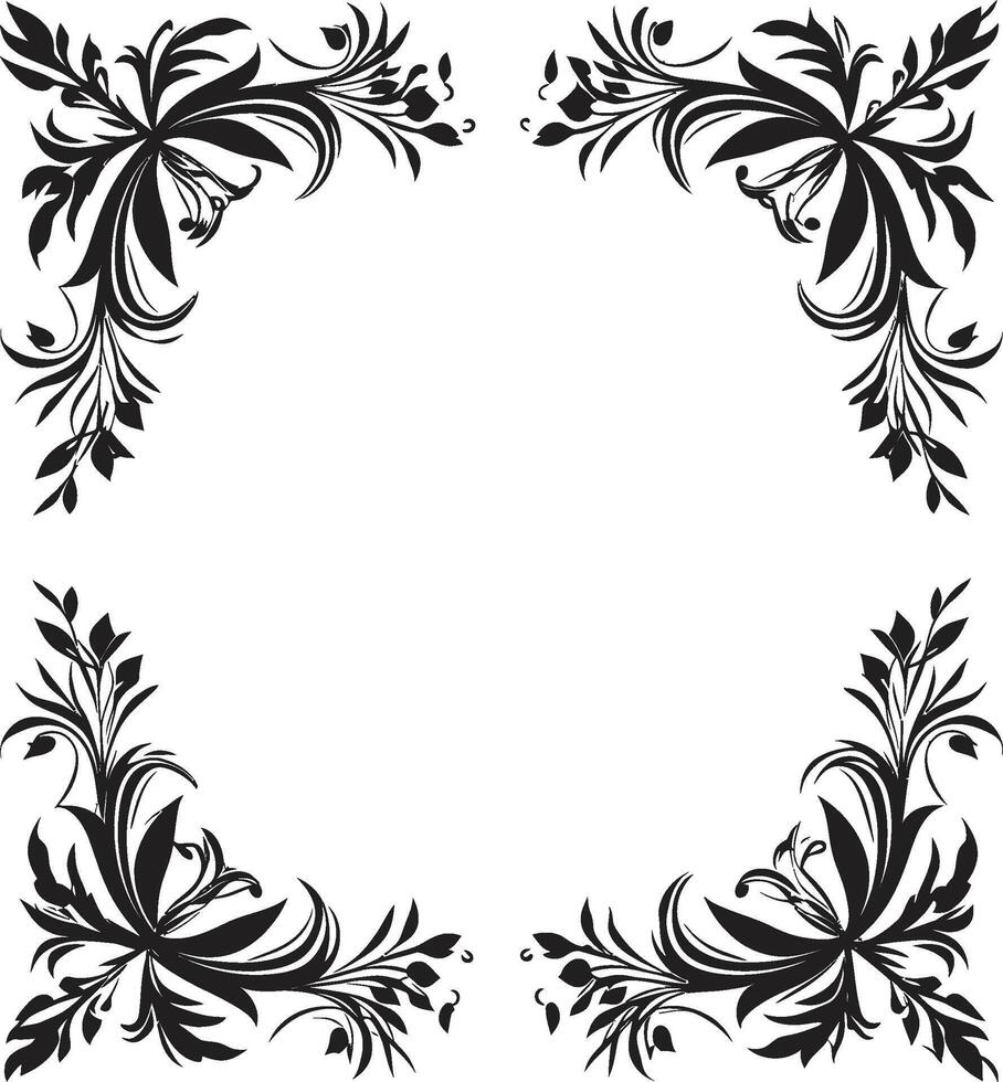 Doodle Delight Stylish Black Logo Design with Decorative Frame Element Ornamental Opulence Sleek Icon Showcasing Black Doodle Decorative Frame vector