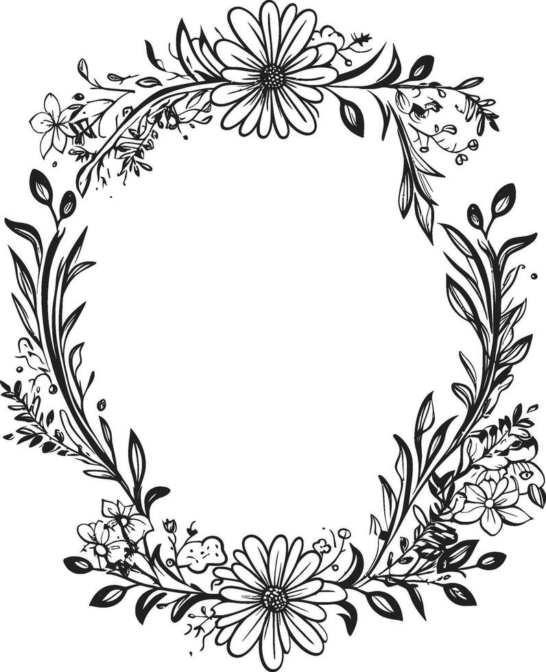 Intricate Inks Monochrome Decorative Doodle Frame Element in Elegant Black Curves and Charms Elegant Logo Design with Black Doodle Decorative Frame vector