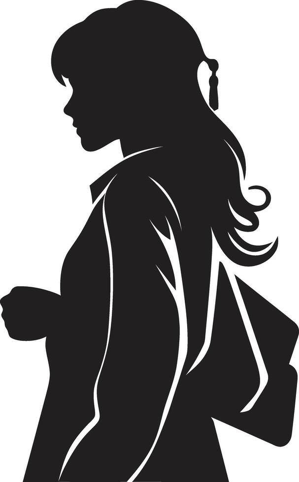 mujeresfuturas negro vector icono encarnando ambicioso hembra estudiantes educativo elegancia negro logo diseño representando hembra estudiantes