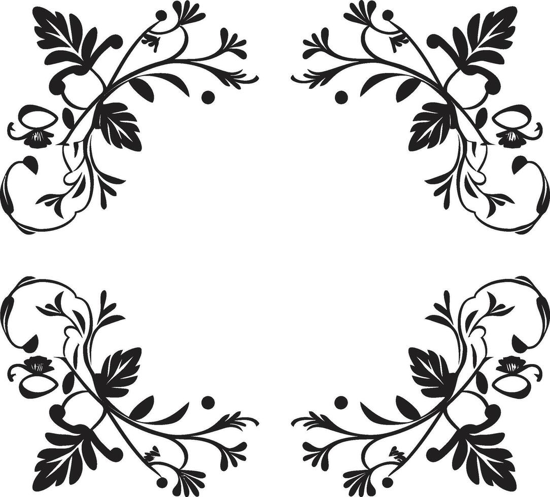 Ornamental Opulence Sleek Icon Showcasing Black Doodle Decorative Frame Chic Complexity Elegant Decorative Frame in Monochrome Vector Design