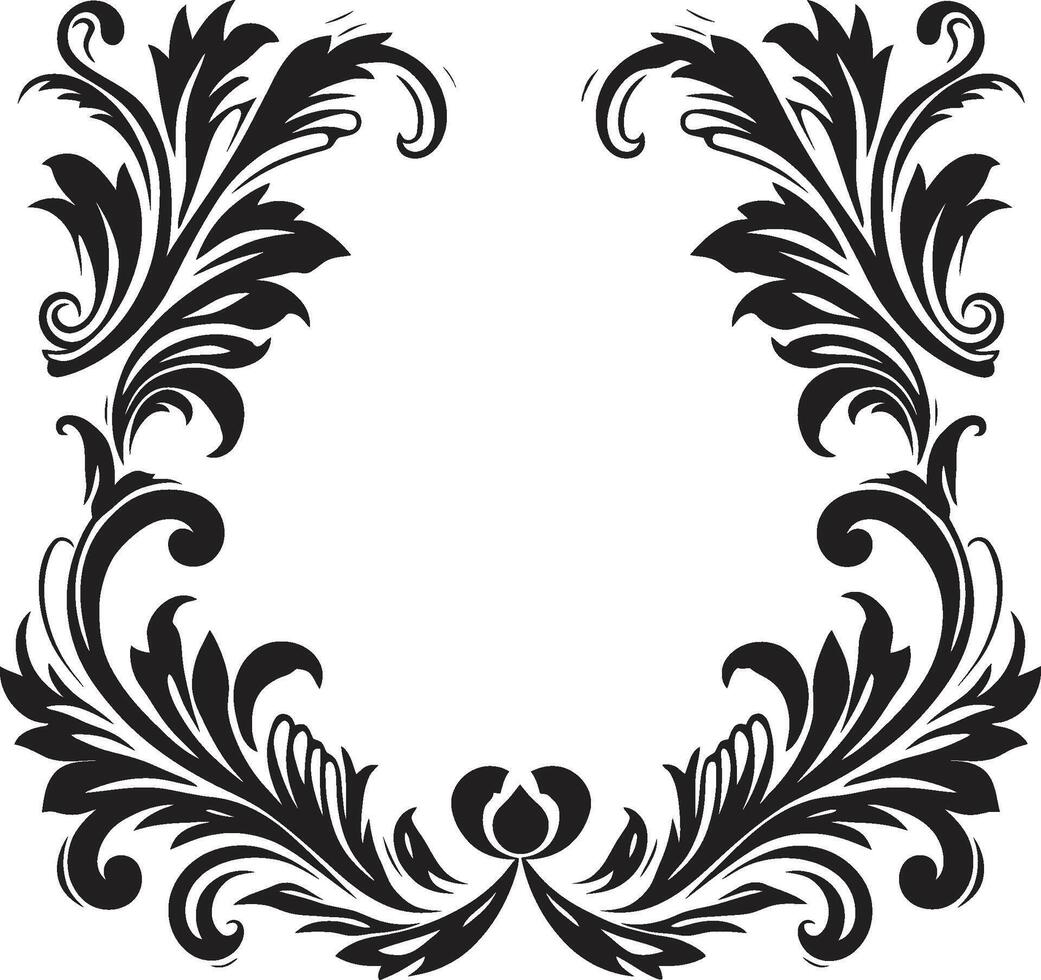 elegante complejidad elegante decorativo marco en monocromo vector diseño capricho en olas negro garabatear logo con elegante decorativo marco