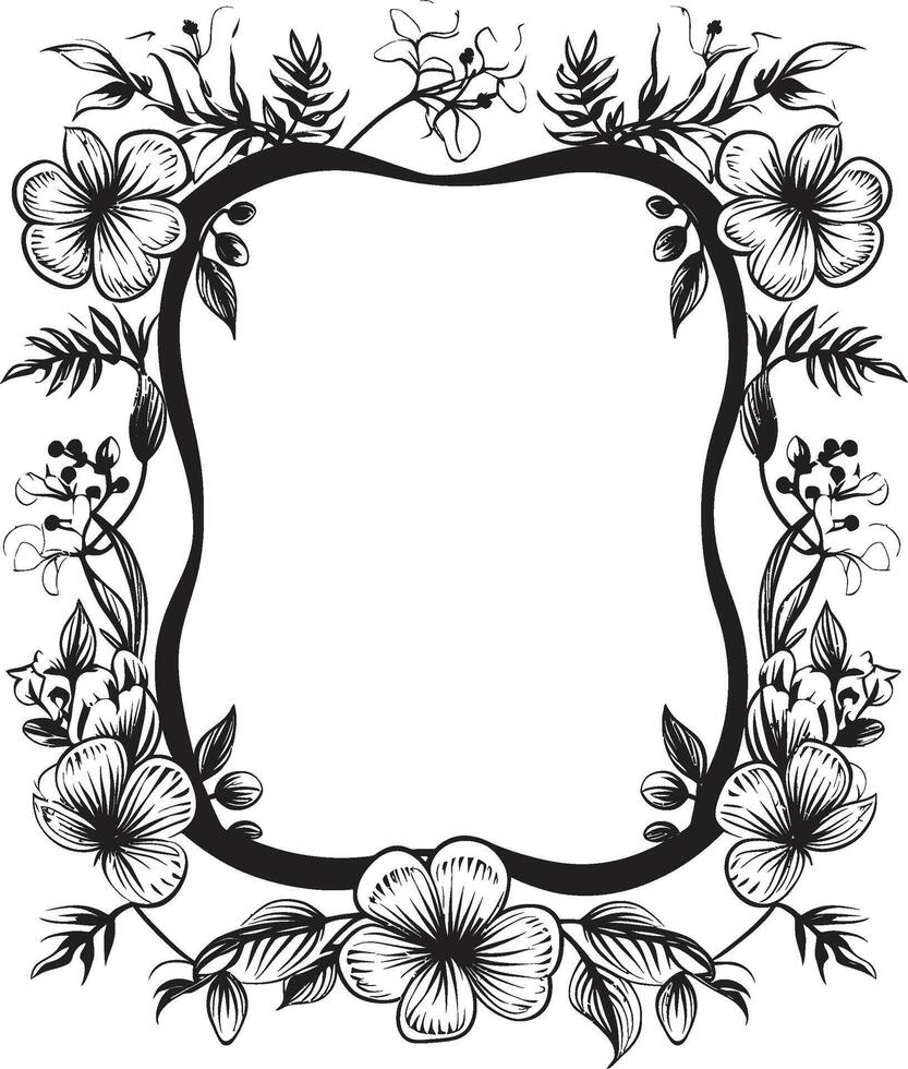 Intricate Inks Chic Vector Logo Featuring Doodle Decorative Frame Element Curves and Charms Sleek Black Emblem with Decorative Doodle Elements Frame